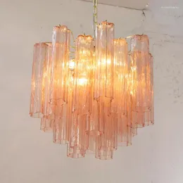 Żyrandole vintage włoski projekt murano szklany żyrandol w stylu wisząca lampa różowa wyposażenie oświetlenia kwiatów do jadalni D53CM