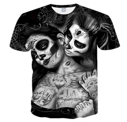 Mascarada nova camiseta 3D Mulher Men Skull Camise