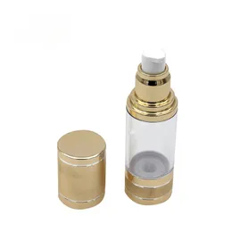 Großhandel 30 ml Luxus leer kosmetische luftlose Flasche Gold glänzend tragbare nachfüllbare Pumpenspenderflasche für Lotion Drop Ll