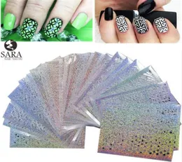 Wholesale- Sara Nail Salon 24Sheets s Print Nail Art DIY Stencil Stickers For 3D Nails Leaser Template Stickers Supplies STZK01-246225322