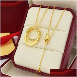 Collane a ciondolo gioielli a doppio cerchio designer di gioielli con catena di marca con diamanti con diamanti 18k Gold Light Luce Luxury Clavicle Otbk9