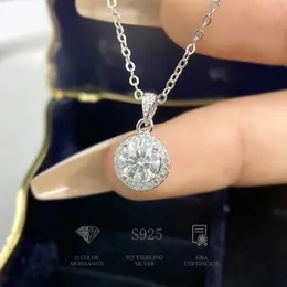 DW Real 1Ct قلادة الماس الدائرية الفاخرة للنساء الأصلي 925 Sterling Silver Chain Bendant Gdeddent Guide Jewelry 240515
