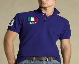 Fashion Casual Style Men Big Horse Embroidery Polo Shirt Solid Color USA UK Italy France Flag Camisa Polos Fitness TShirts Size S5570253