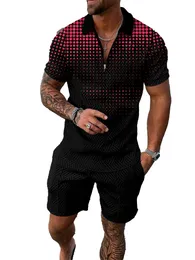 Nowa letnia moda mężczyzna Zestaw koszulki Polo 2 sztuk garnituru zwyczajny dostyt biznesowy krótki rękaw męski fitness mężczyzna