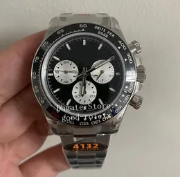 Men's Chronograph Watches Men Cal.4132 Transparent Back Watch Automatic Movement 904L Steel Ceramic Bezel Eta Sport QFF Valjoux Chrono Wristwatches