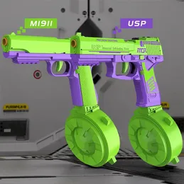 Mini 3D Model Toy Pistols Pistolets for Boys Kids Bullets No Fire Rubber Band Dift Gravity Cub Jump