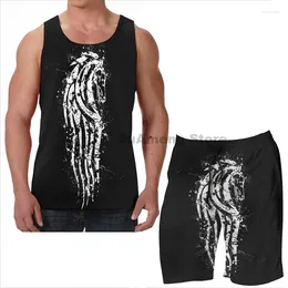 Traccetti da uomo Summer Stamping Funny Men Tops Tops Women Horse of Rohan Beach Shorts Set Fitness Vest