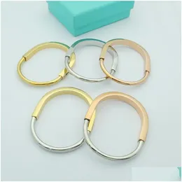 Bangle Titanium Steel Designer Lock Bracelet Sier Rose Gold Bracelets For Women Jewelry With Veet Bag Fashion Drop Delivery Otheo