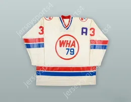 Niestandardowe 1978-79 WHA Barry Long 3 WHA All Star Game White Hockey Jersey Top Sched S-M-L-XL-XXL-3XL-4XL-5XL-6XL
