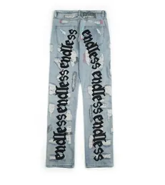 Endless Men Women Jeans High Quality Hip Hop Denim Pants Embroideredy Broken Do Old Hole Streetwear9239549