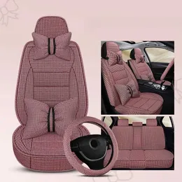 Car Seat Covers PKQ High-end Suede Leather Car Seat Cover All season/Breathable/Fiber hemp breathable material Car Seat Protector for Most Car T240520