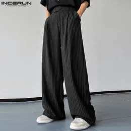 ИНКЕРУН Корейские мужские панталоны мода с высокой талией с длинными брюками повседневные уличные мужские брюки S-5xl 240430