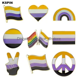 Pins Broschen Nicht-binärer Stolz Lteel LGBT-Community Nicht-SEXUSTICITY BROCHEN REGINBOW FLAG