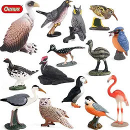 Neuheit Games Oenux Forest Vogeltiere Wildtich Elster Owl Crow Flamingos Figuren Actionfigur PVC Gartendekoration Miniatur Kid Toy Y240521