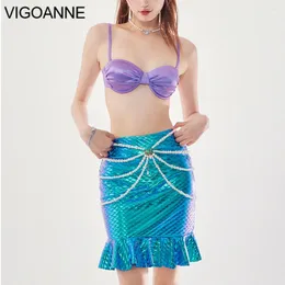 女子水着ビボアンヌセクシーなプッシュアップ3PCS Verge High Waist Skirt Bikini Set Women 2024 Strapped Korean Swimsuit Back Less Summer Bathing
