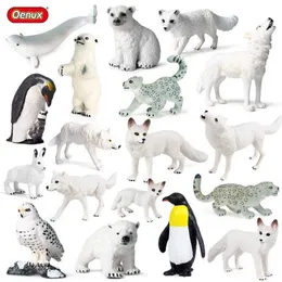 ROVA JOGOS OENUX Ártico Polo Sul Animais Simulação Penguins Urso Polar Wolf Beluga Ação de Ação Figuras Modelo Feliz Pvc Kid Toy Gift Y240521