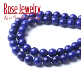 Kamienne koraliki A+ Lapis Lazuli do biżuterii sprawiają, że okrągłe luźne dystanse koraliki DIY Bracelet Naszyjniki Akcesoria 4 6 8 10 12 mm 15 ”