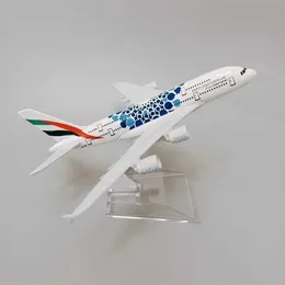 Flugzeugmodle 1 400 Maßstab Metall-Stempel des Flugzeugs Modell Flug Emirates A380 Expo Airlines Replica 16cm Boeing Airbus Aircraft Aviation Micro Toy S2452022