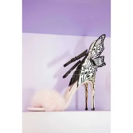 2019 бесплатная доставка дамская лампа патентная кожаная кожаная пята пера роза сплошные бабочки украшения Mulit Sophia Webster Sandals обувь