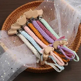 Pacifier Holders Clips# New bird shaped wooden clip baby pacifier chain woven dummy Nipple bracket teeth guard pendant newborn gift item d240521