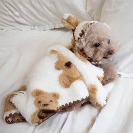 Dog Apparel Pet Bear Blanket Bathrobe Comfortable Plus Fleece Clothes Cat Winter Cloak Cute Coat