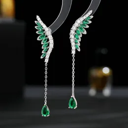 S925 Silver Needle High End Earring Designer smycken elegant och kreativ sexig tofs vatten droppar ängelvingar örhängen