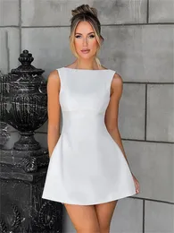 Mini mini abiti da donna ultra-thin bianco tossy White Womens Patch Work Sexy Fashion Summer 2024 Elegant Party Dress Womens Solid Mini Dress 240517
