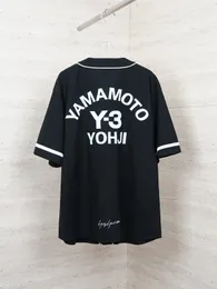 Y3 Мужские рубашки летняя мода, вышитая на вышивке Y3 с короткими рукавами, бейсбольные рубашки роскошная бренда мужская негабаритная рубашка куртки уличная одежда повседневная рубашка для мужчин s-xl