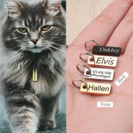 Dog Tag Customized Square Anti-Lost Metal Key Laser Engraved Name ID Keychain Necklace Personalized Pet Supplies