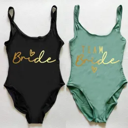 S-3XL One-Piece Swimsuit Women Team Bride Summer Swimewear Higt Sur Low Back Bathing Suit Bachelor Party Swimming Suit Beachwear
