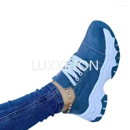 أحذية غير رسمية 2024 Women Sneakers Platform Platform Lace Up Sports Recialy Running Ladies Canvas Shoe Female Folarwomen