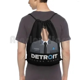 Ryggsäck Detroit Bli Human DrawString Bag Riding Climbing Gym Connor PS4 Videospel Vector Art