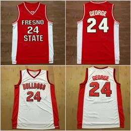 Mens Fresno State Paul George #24 College Basketball Maglie da basket Vintage Red University Shirts S-XXL S-XXL