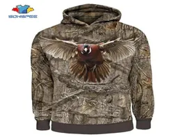 Sonspee Camo Hunting Animals Bażant 3D Hoodie z kapturem Mężczyzn Mężczyzn Modny Modna Bluza z kapturem z kapturem z kapturem długie rękaw Casual Pullover5597773