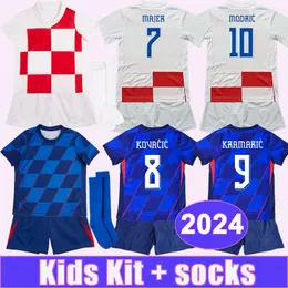 2024 Chorwacja Zestaw dla dzieci koszulki piłkarskie Modric Kovacic Kramaric Vida Juranovic Majer Pasalic Petkovic Home Away Football koszule