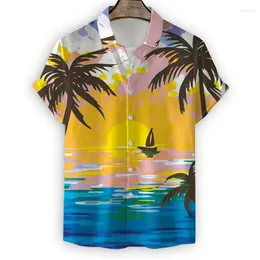 Camicie casual da uomo Hawaiian Palm alberi camicia per uomo Summer Beach Vaction 3d Tops Short Short Maniche