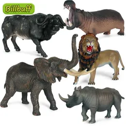 Giochi di novità Large simulazione Pvc Jungle Wild Animal Zoo Elefante Lion Tiger Rhino Modello Pvc Action Medish Toy per bambini Gift Y240521