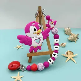 Clipes de chupeta de chupetas# Nome da letra russa inglesa personalizada de dentes de pulseira Baby Bird BirCelete Acessórios para bebês Kawaii Presente D240521