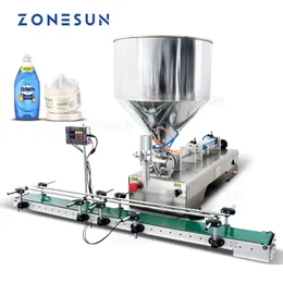 ZONESUN ZS-GTPC1 Paste Filling Machine Pneumatic Viscous Liquid Sauce Gel Peanut Butter with Conveyor Packaging Production