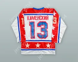 Custom Valeri Kamensky 13 Radziecka Central Red Army White Hockey Jersey Top Sched S-M-L-XL-XXL-3XL-4XL-5XL-6XL