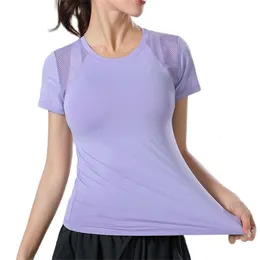 Lu Yoga Allinea Donne Short Short Sports T-shirt Sports Dry Oose Yoga Cavalna Iess Allenamento Tops Gym Clothing Ll Lemon Gym 2024