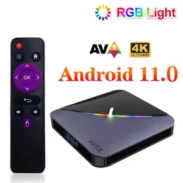 안드로이드 TV 박스 A95X F3 Air II Smart 11 Amlogic S905Y4 5G WiFi 4K 3D BT5.0 RGB 라이트 박스 HD 미디어 플레이어 2G 16G 32G 4G 64G 드롭 Devive OTS8J