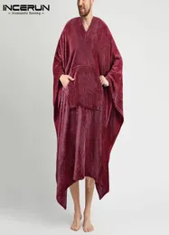 Men039s Sleepwear INCERUN Men Sleep Robes Homewear Solid Color Loose V Neck Leisure Ponchos Soft 2021 Cozy Mens Cloak Nightgown7116160