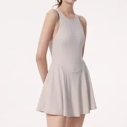 Ly2210 feminino yoga roupas femininas vestidos de golfe líderes de torneira de tênis de um peço com mangas com calça encaixada fechada