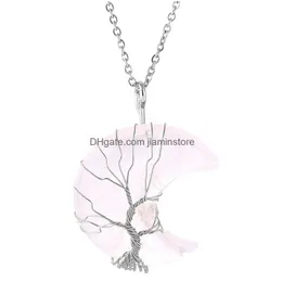 Подвесные ожерелья Crystal Stone Natural Moon Collece Accessories Drop Delive Jewelry Pendants Dhpkb