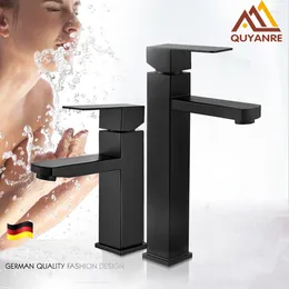 Bad Waschbecken Wasserhähne Quyanre Mattes schwarzes Quadratbecken Wasserhahn Waschbecken Mixer Tap Eingriff Torneira da Bacia