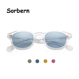Occhiali da sole tinta blu acetata trasparenti uomini rotondi occhiali da sole piccoli marchi medio design di tendenza alla moda per donne vintage oculos 240521