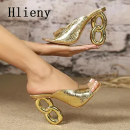 Hausschuhe Hlieny Street Style Square Toe Toe Leopard Print Women Fashion Fretwork Heels Sommer Mules Lady Slides Party Schuhe