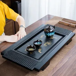 ティートレイストーン木製トレイ排水エコに優しい贅沢中国の乾燥バブルセットBandeja Madera Teaware 50