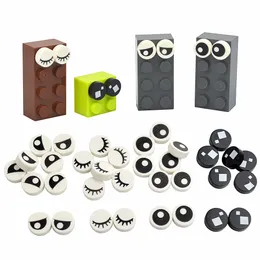 Moc Building Blocks Tile Round 1x1 with Small Eye Pattern Printing 98138 DIY Enlighten Bricks Classic Compatible Assembles Parts